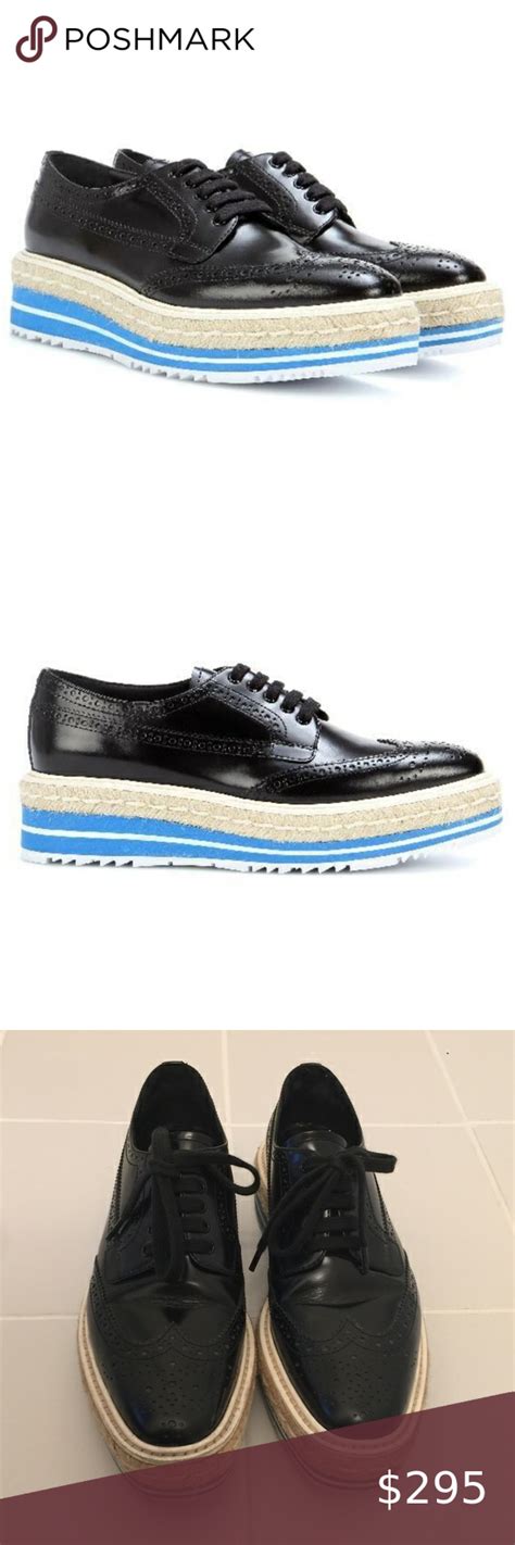 prada oxford platform black|Prada platform brogue Oxford.